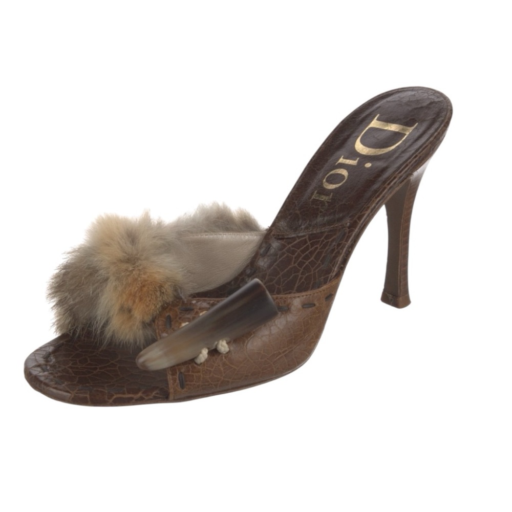 Dior Brown Fur-Trimmed Mules FW 2002 (37)